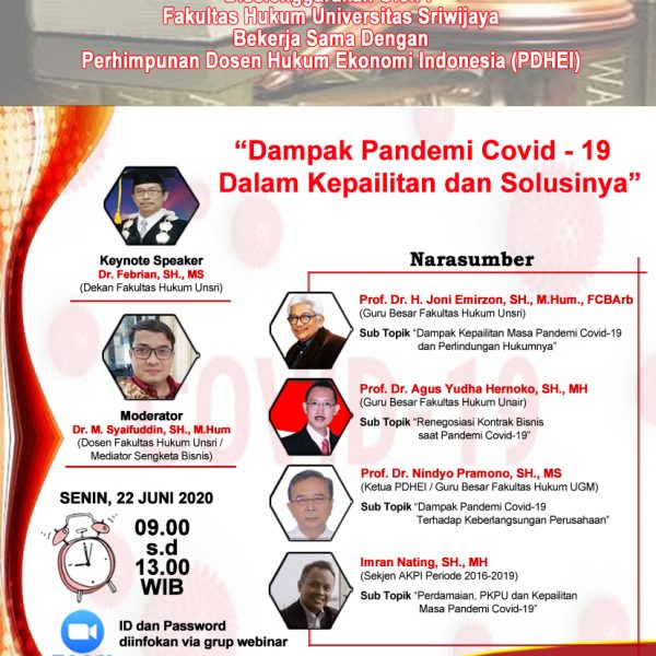 Webinar Nasional “Dampak Pandemi Covid-19 Dalam Kepailitan dan Solusinya”