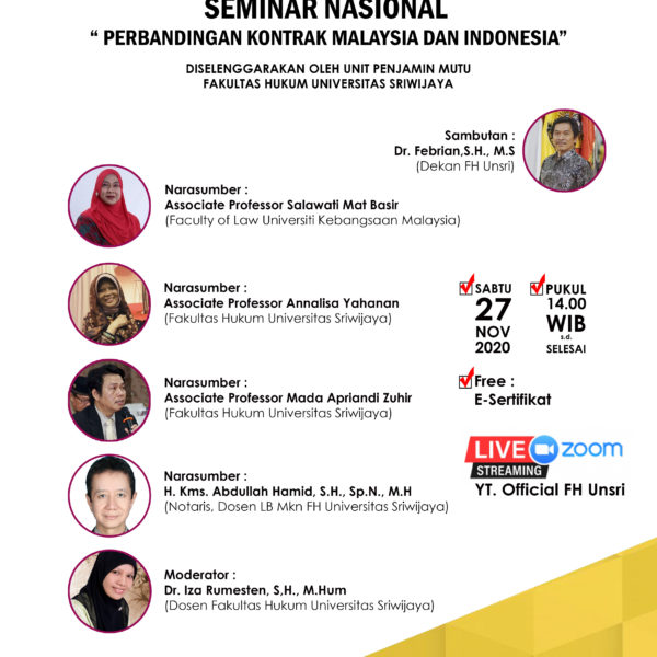 SEMINAR NASIONAL “PERBANDINGAN KONTRAK MALAYSIA DAN INDONESIA”