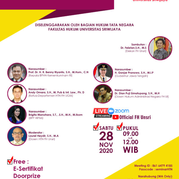 WEBINAR NASIONAL : PERIZINAN INVESTASI DI ERA OTONOMI DAERAH PASCA DISAHKANYA OMNIBUS LAW